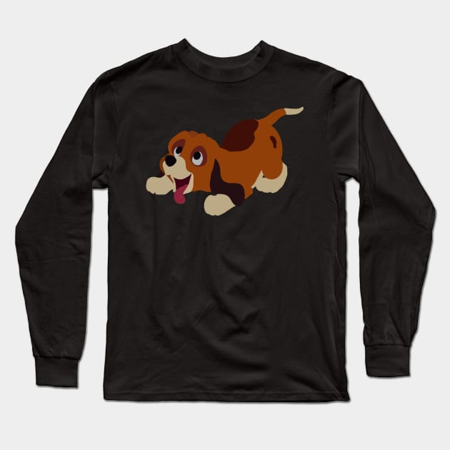 Excited Hound Dog Long Sleeve T-Shirt by maliarosburg